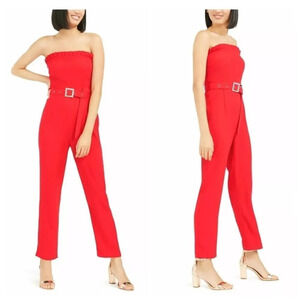 Foxiedox Strapless Straight Leg Jumpsuit in Candy Apple